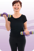 Senior Health Services : photo of physical therapist helping a mature woman.